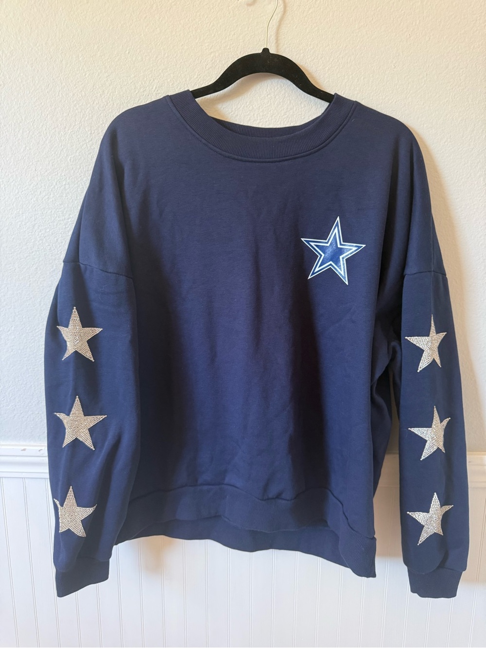 Dallas Cowboys Navy Star Embellished Sweatshirt